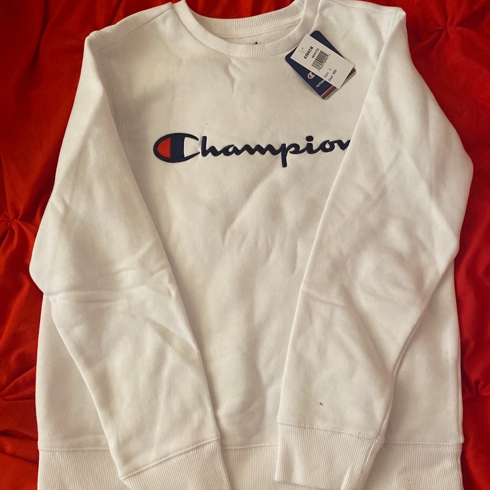 White Champion Crewneck Sweater